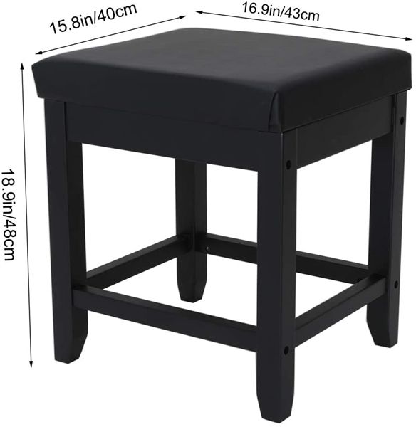 IWELL Large Vanity Stool with Solid Wood Legs