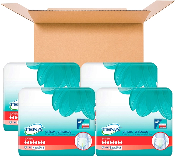 Tena Incontinence Briefs, Uni-Sex Fit, Super Absorbency, Large, 4 Pack