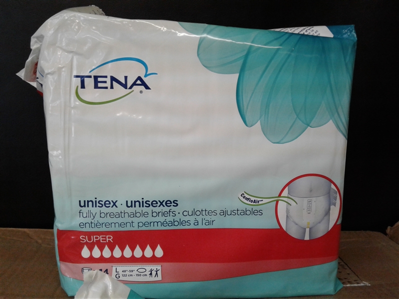 Tena Incontinence Briefs, Uni-Sex Fit, Super Absorbency, Large, 4 Pack