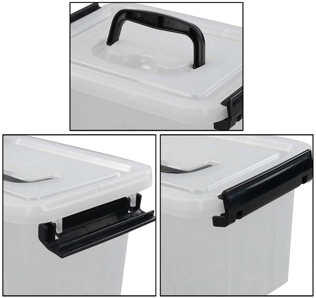  Small Plastic Box with Handles and Latching Lid 4 PK