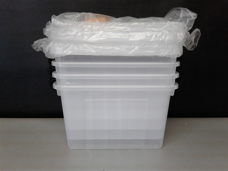  Small Plastic Box with Handles and Latching Lid 4 PK