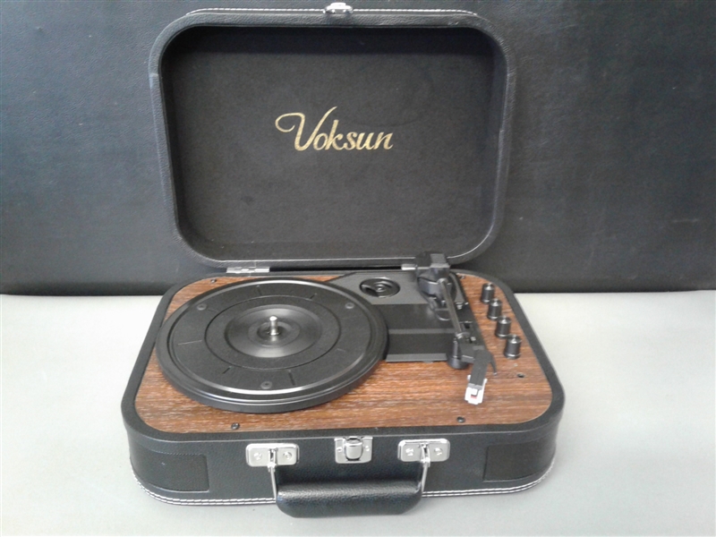 Voksun Portable Bluetooth Turntable with Built-in Speakers