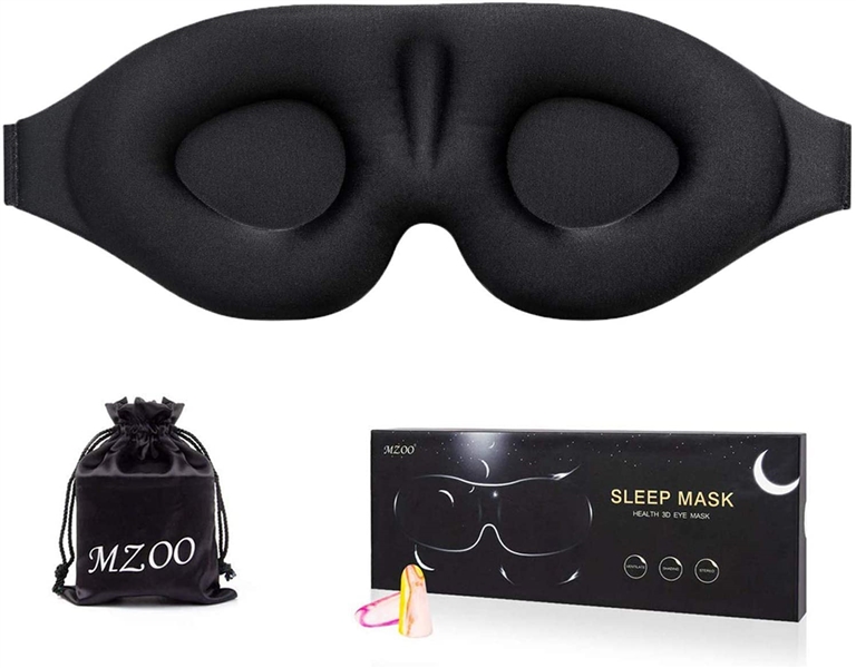 MZOO Sleep Eye Mask for Men Women, 3D Contoured Cup Sleeping Mask & Blindfold with Ear Plug