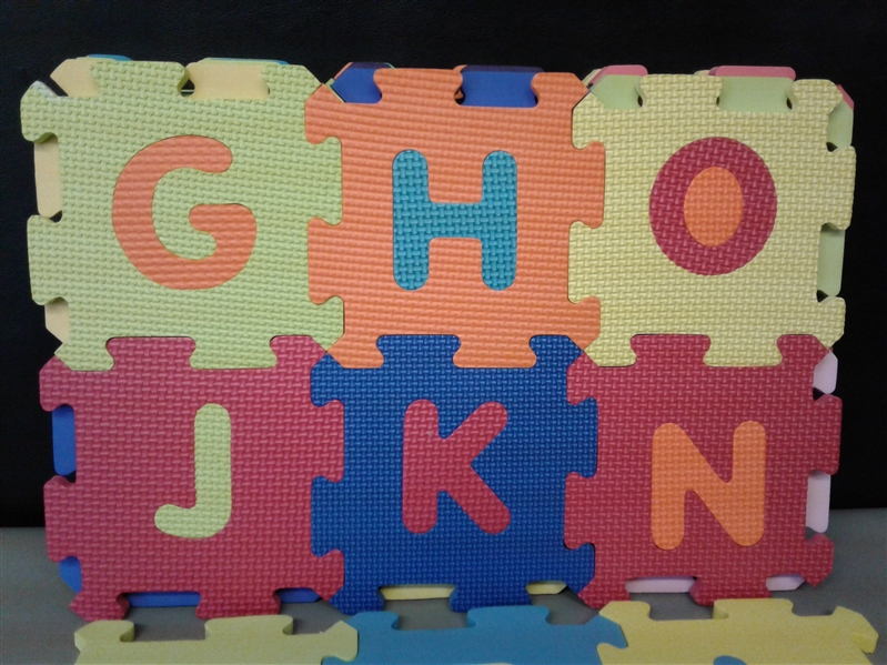 Vokodo Kids 36 Piece Alphabet And Numeric Play Mat Set  Colorful Floor Puzzle Interlocking EVA Foam Tiles