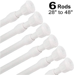 6 Pack Tension Rods 28 to 48 inches(Approx.) Spring Curtain Rod Tension Curtain Rod