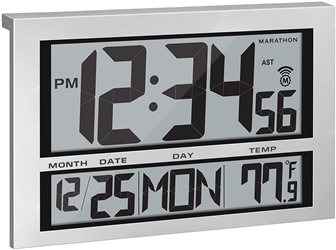 Marathon Commercial Grade Jumbo Atomic Wall Clock with 6 Time Zones, Indoor Temperature & Date