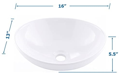 KINGO HOME Above Counter White Porcelain Ceramic Bathroom Vessel Sink