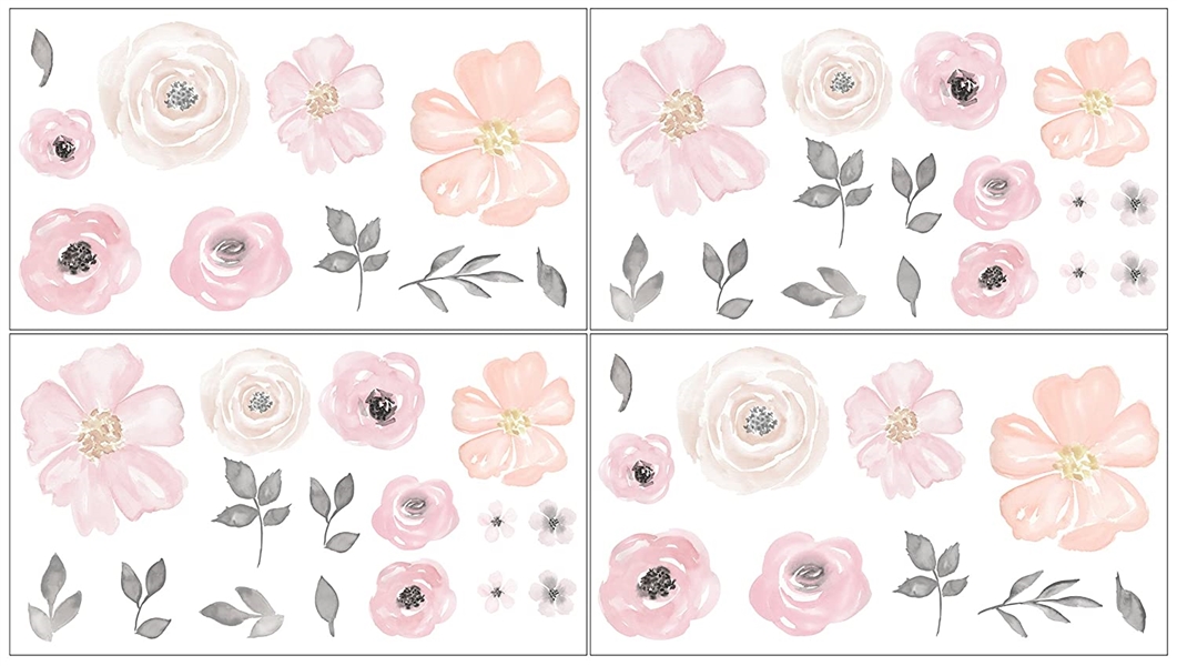 Decalmile Watercolor Flowers Decals 8 Sheets