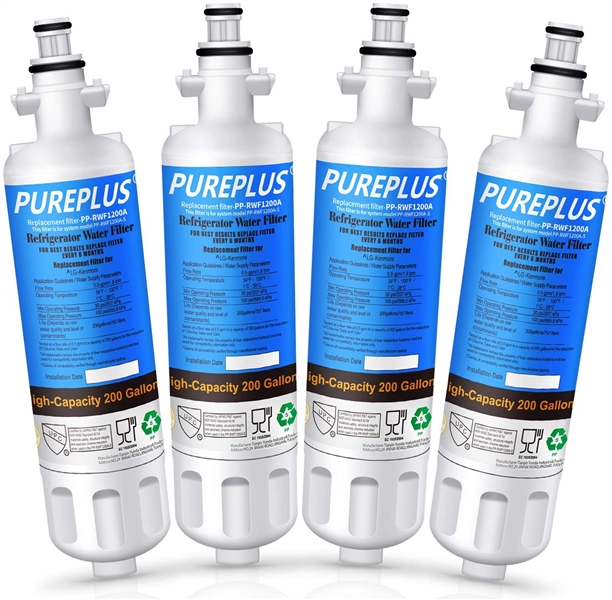 4 Pack PUREPLUS 469690 Replacement for LG LT700P, ADQ36006102 Kenmore Elite 9690 Refrigerator Water Filter