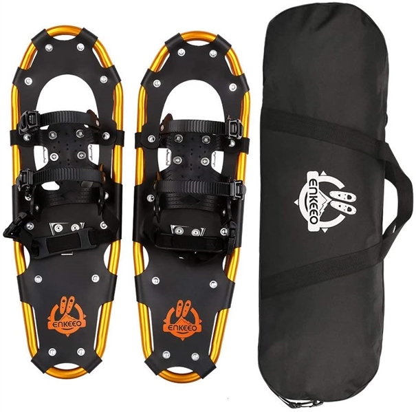 ENKEEO All Terrain Snowshoes Lightweight Aluminum Alloy Snow Shoes with Carry Bag and Adjustable Ratchet Bindings