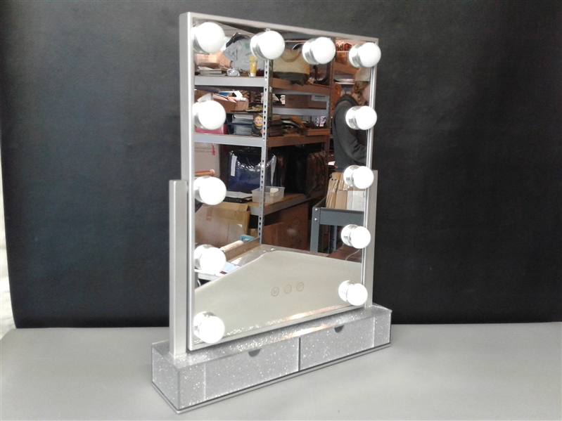 Hansong Hollywood Vanity Makeup Lighted Mirror with Drawers