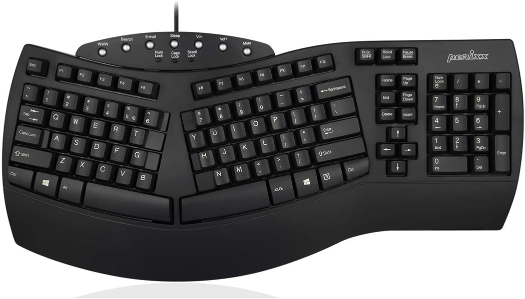 Perixx Periboard-512 Ergonomic Split Keyboard - Natural Ergonomic Design - Black