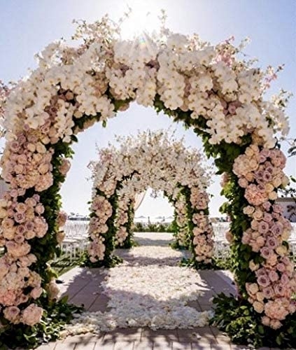 Adorox 7.5Ft 3 Sets White Metal Arch Wedding Garden Climbing Plants Bridal Party Decoration Arbor