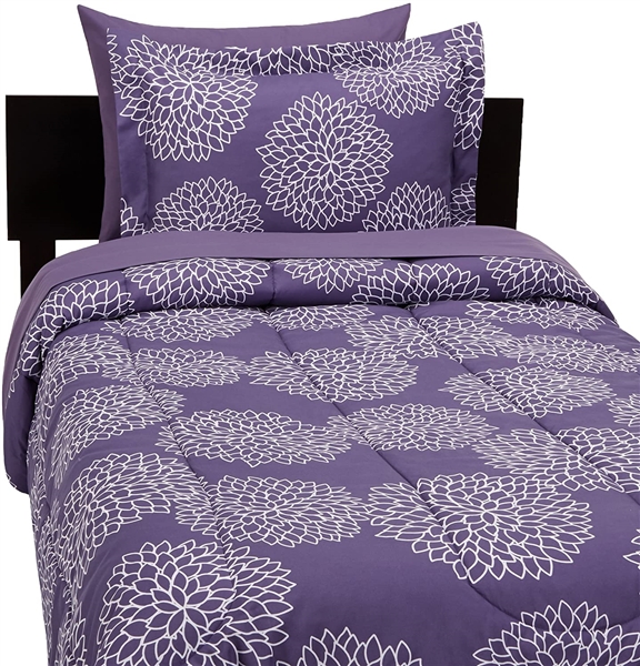 AmazonBasics Light-Weight Microfiber Comforter - Twin Purple Floral