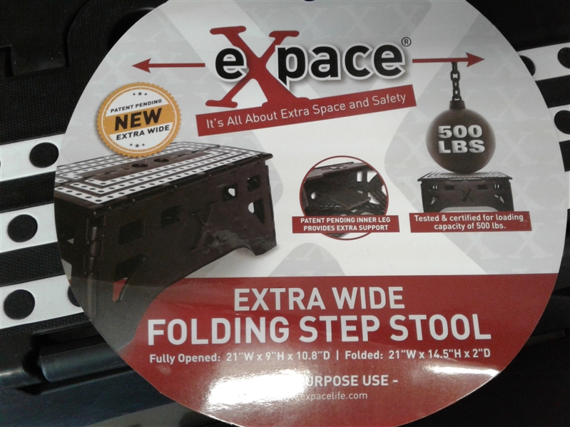 eXpace EXTRA WIDE FOLDING STEP STOOL - 500lbs
