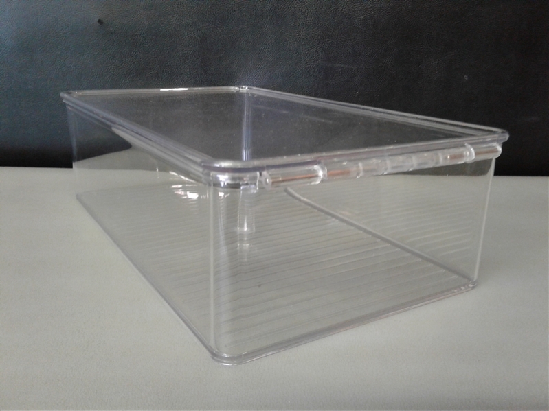 mDesign Plastic Container Bin, Attached Hinged Lid 