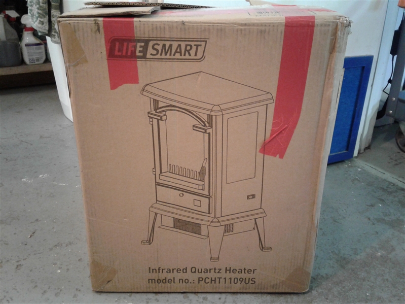LIFE SMART Quartz Infrared Electric Fireplace Stove Heater with Remote Control
