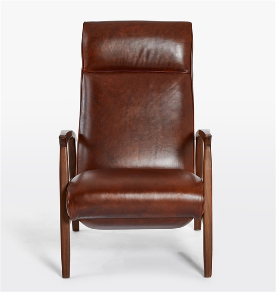 GLENN WALNUT LEATHER RECLINER CHAIR MSRP $2799