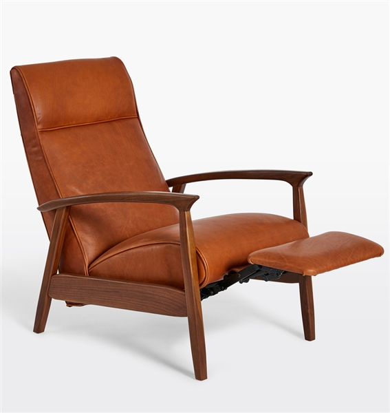 GLENN WALNUT LEATHER RECLINER CHAIR MSRP $2799