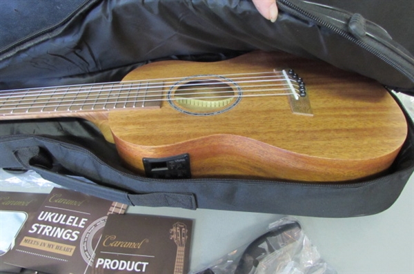 Caramel 30 inch 6 Strings All Solid Acacia Wood Electric Ukulele Guitalele 