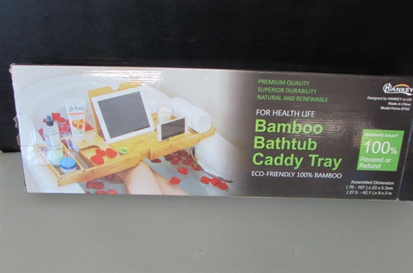 Premium Bamboo Bathtub Tray Caddy 