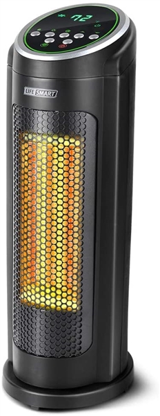 LIFE SMART Ceramic PTC Electric Oscillating Tower Space Heater with Remote