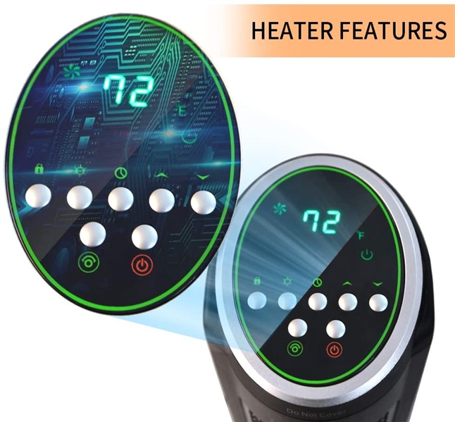 LIFE SMART Ceramic PTC Electric Oscillating Tower Space Heater with Remote