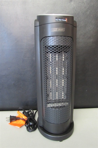 LIFE SMART Ceramic PTC Electric Oscillating Tower Space Heater with Remote