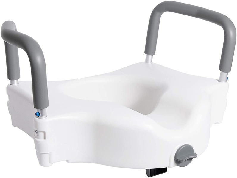Elevated Raised Toilet Seat with Removable Padded Arms