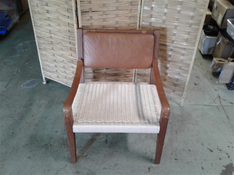 SHAW WALNUT & LEATHER LOUNGE CHAIR MSRP $999