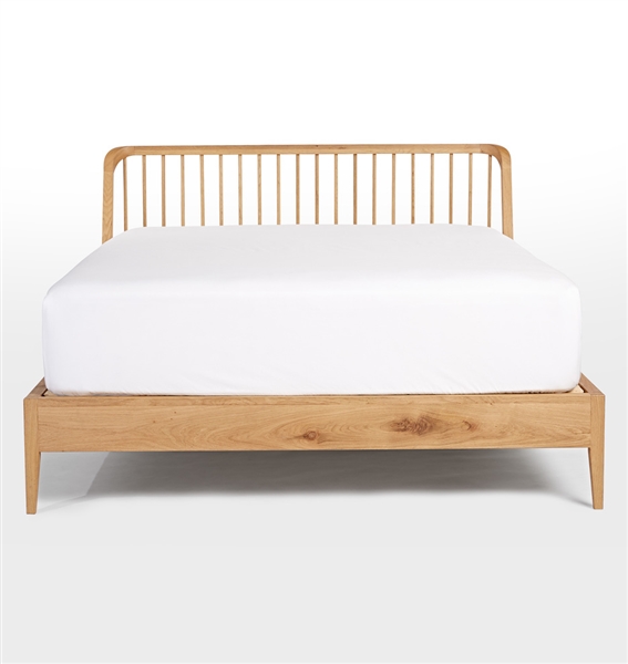 PERKINS SPINDLE BED WHITE OAK KING $1999 *Headboard Not Included*