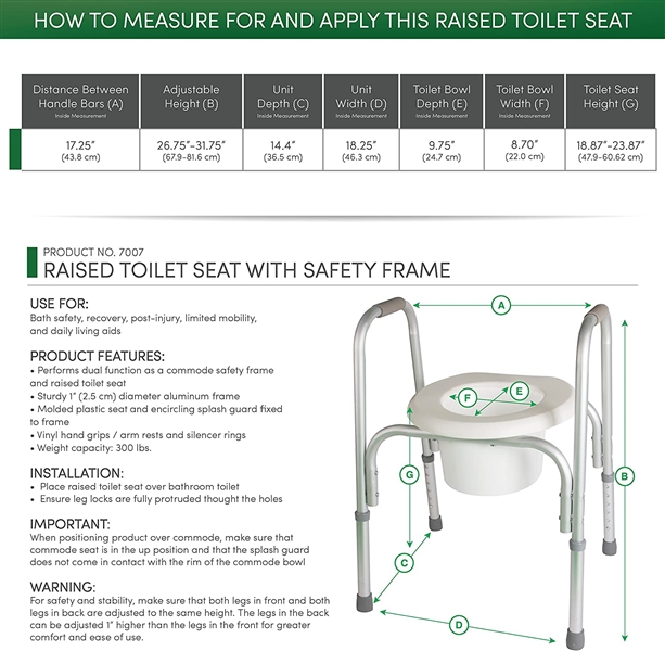 PCP Raised Toilet Seat and Safety Frame