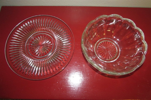 PRESSED GLASS SERVING BOWLS & PLATES