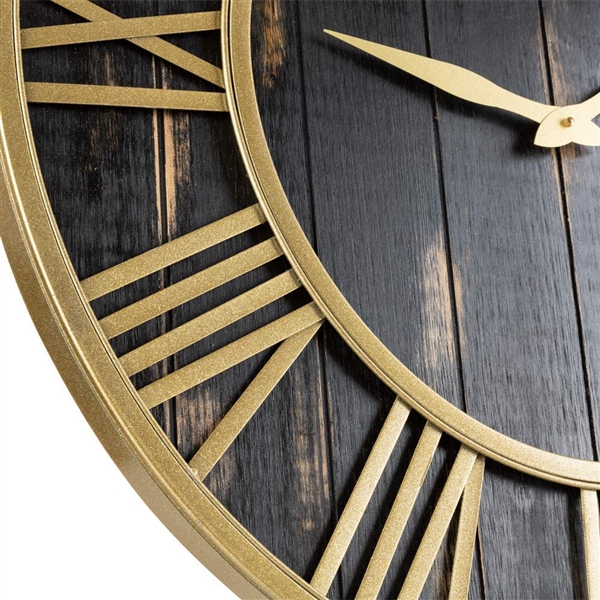 Oldtown Clocks Gold and Black Washed Home Decor Wall Clock - Metal & Solid Wood 18