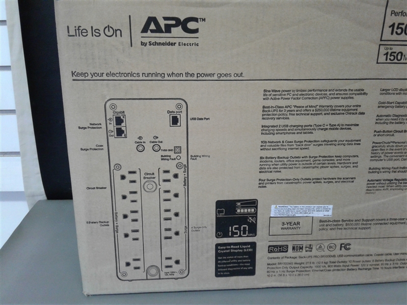  APC UPS, 1500VA UPS Battery Backup & Surge Protector