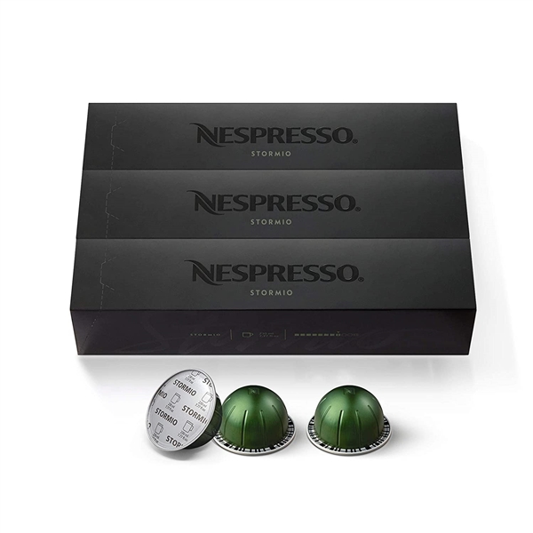 Nespresso Capsules VertuoLine, Stormio, Dark Roast Coffee, 30 Count Coffee Pods