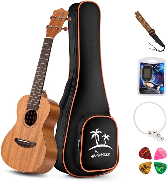  Donner Concert Ukulele Starter Kit With Strap Nylon String Tuner