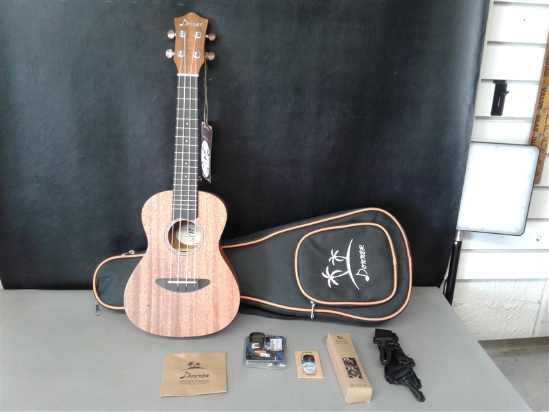  Donner Concert Ukulele Starter Kit With Strap Nylon String Tuner