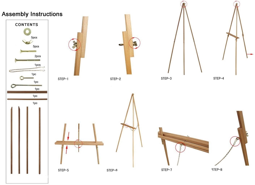 CONDA 66“ Wooden Tripod Display Floor Easel & Artist Easel, Adjustable Tray Chain Pine Brown Wood