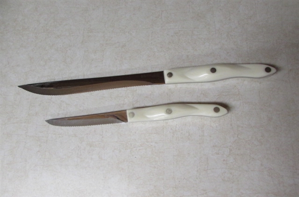 2 CUTCO KNIVES WITH PEARL HANDLES