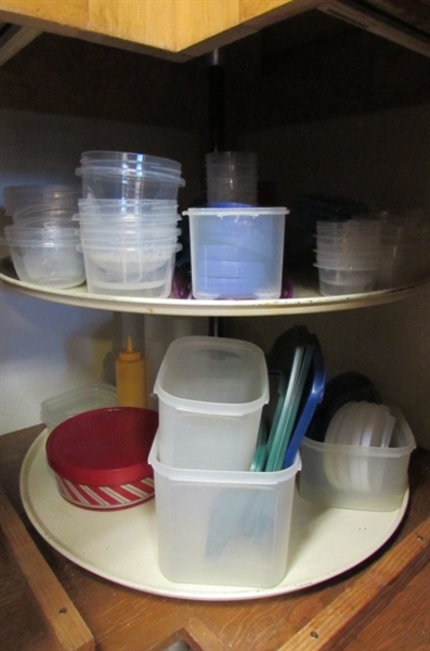 ASSORTED PLASTIC STORAGE CONTAINERS & MORE