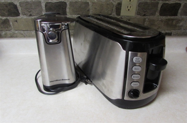 STAINLESS HAMILTON BEACH TOASTER & CAN OPENER