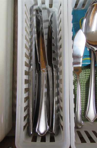 SERVICE FOR 8 STAINLESS FLATWARE SET & MORE