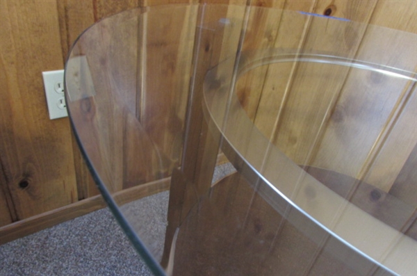 MODERN SIDE TABLE WITH GLASS TOP-MATCHES TABLE IN NEXT LOT