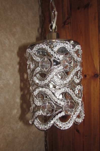 CRYSTAL AND BEADS HANGING LIGHT FIXTURE