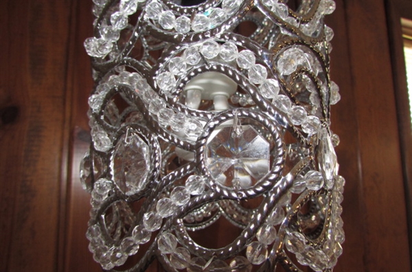 CRYSTAL AND BEADS HANGING LIGHT FIXTURE