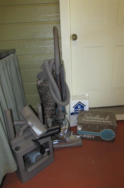 KIRBY SENTRIA VACUUM CLEANER WITH SHAMPOO ATTACHMENT AND MANY OTHER ATTACHMENTS