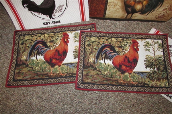 ROOSTER DECOR-PLATES, PLACEMATS, TABLECLOTHS AND MORE