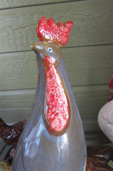 TALL CERAMIC ROOSTER, HEN & CHICKS CANDLE & MORE