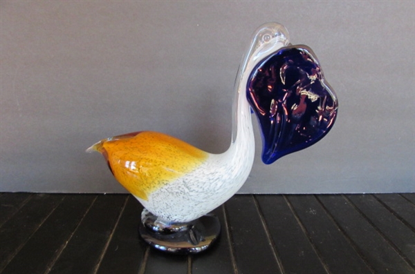 MURANO GLASS WHALE & HAND BLOWN PELICAN & DOLPHINS